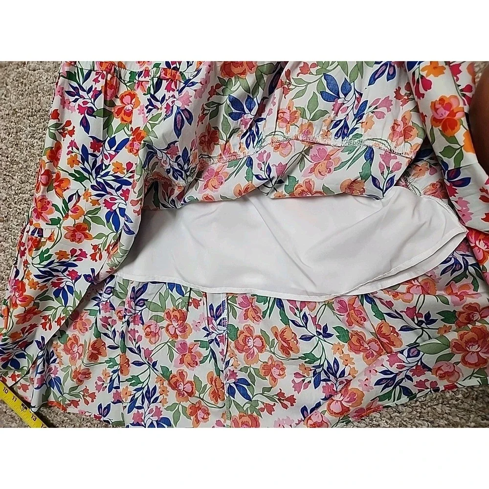 PrettyGarden Floral Smocked Midi‎ Dress Large Ruffle Sleeveless Multicolor NWT